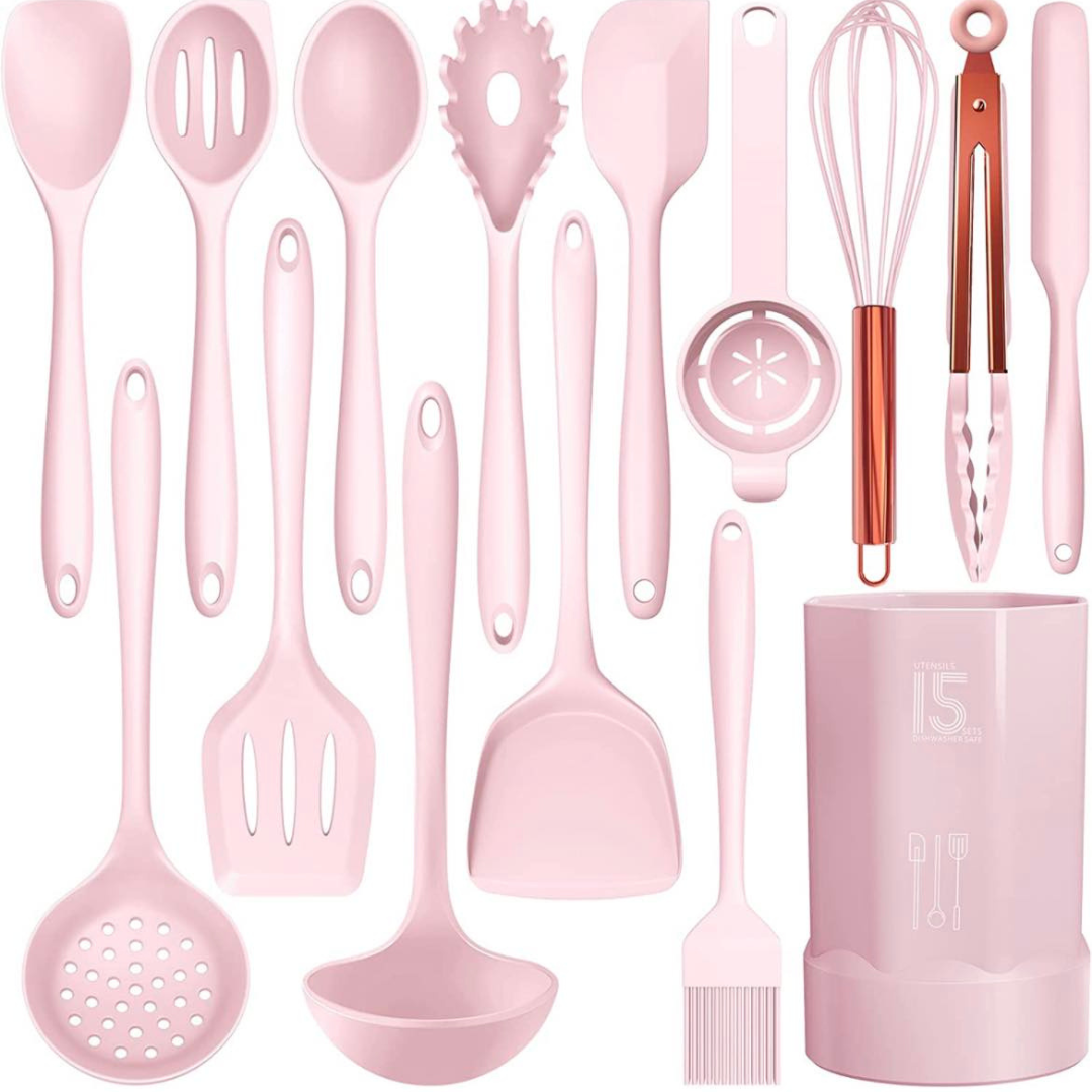 Pink Silicone Utensil Set