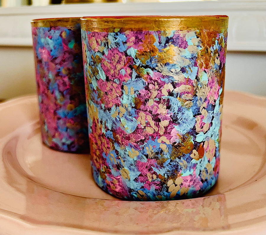 Pair of custom painted drinking glasses for display