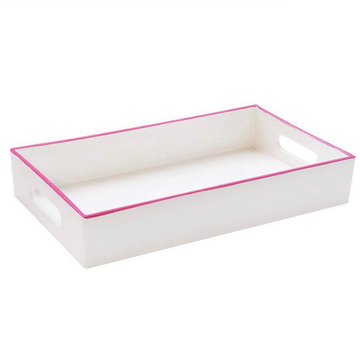 White & Pink Small Serving Tray-6x11