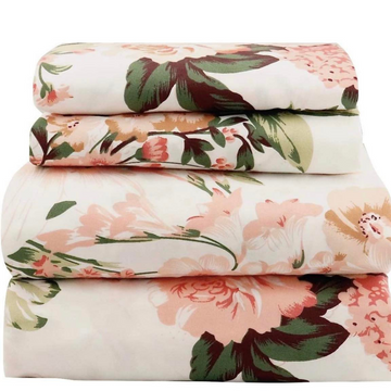 Linen Sheet Sets-Peach Rose Print