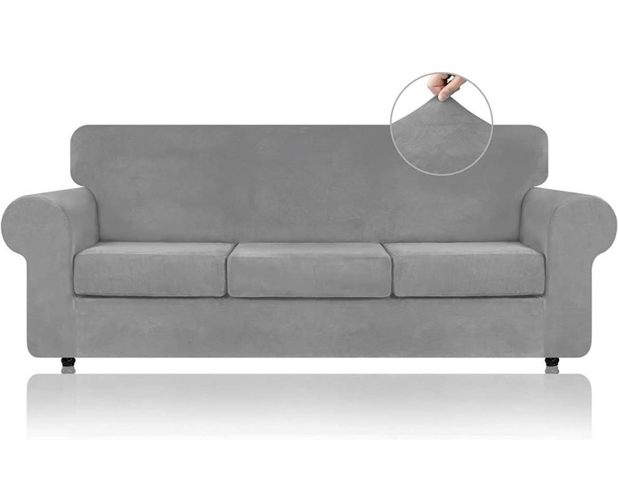 Velvet Full Couch Covers-Grey