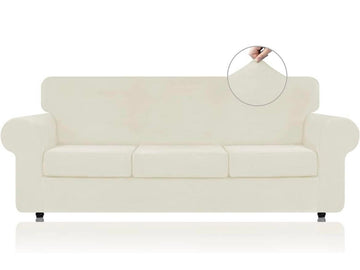 Velvet Full Couch Covers-Ivory