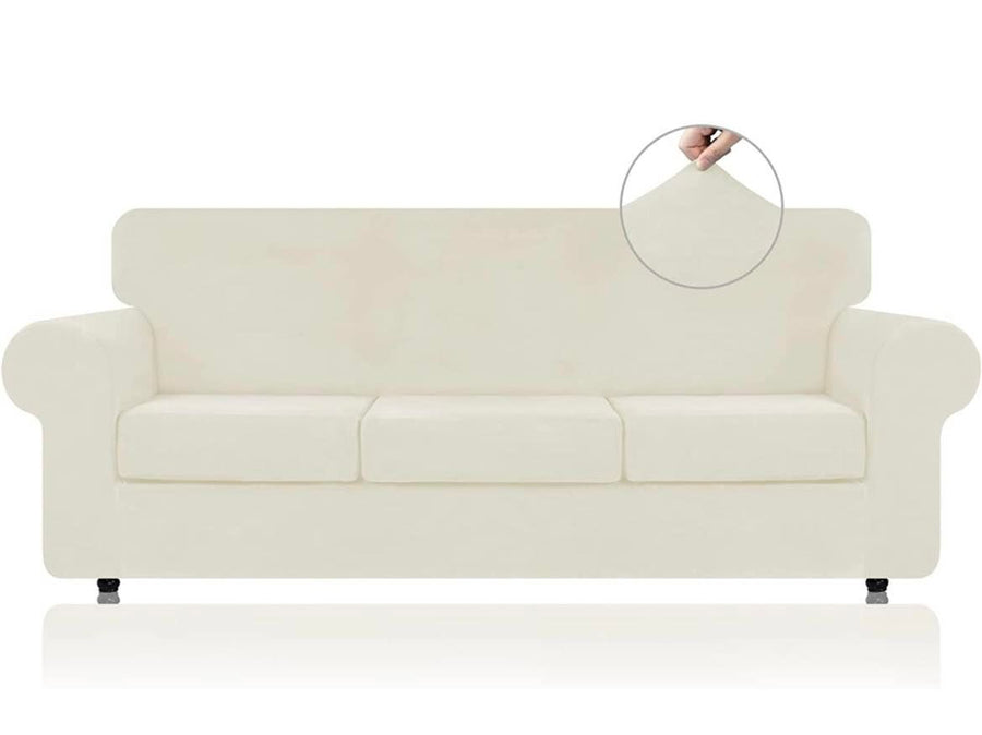 Velvet Full Couch Covers-Ivory