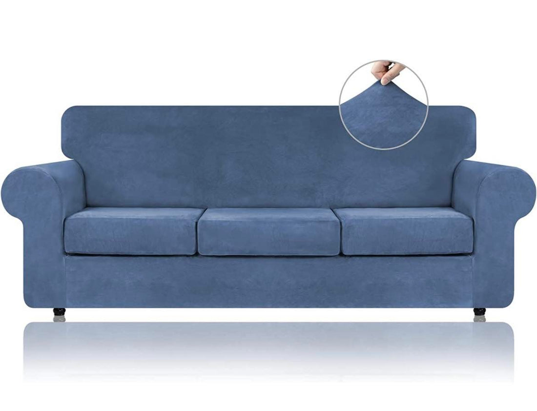 Velvet Full Couch Covers-Blue