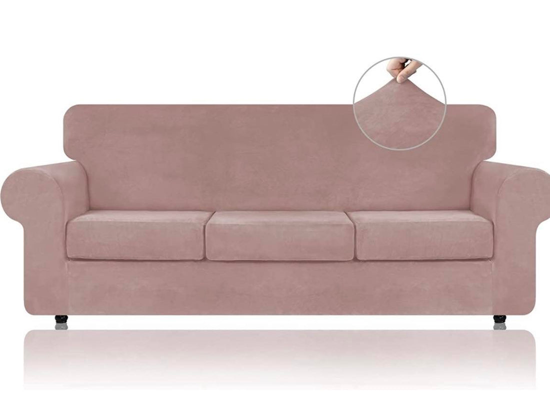 Velvet Full Couch Covers-Pink
