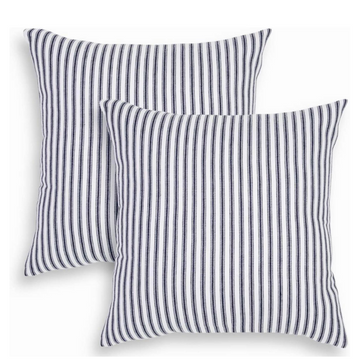 Navy Blue & White Stripped Pillow Covers