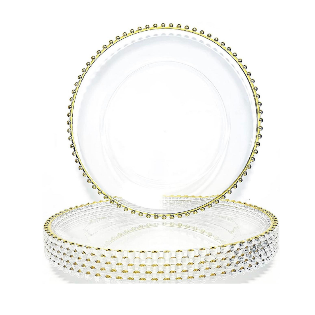 Acrylic Gold Beaded Charger Plates ( Set of 6)