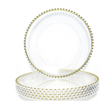 Acrylic Gold Beaded Charger Plates ( Set of 6)