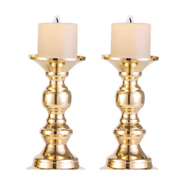 Two Piece Gold Pillar Candle Holders
