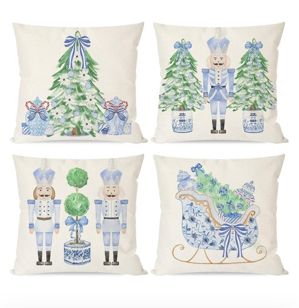 Set of 4 Nutcracker Pillowcases 18"